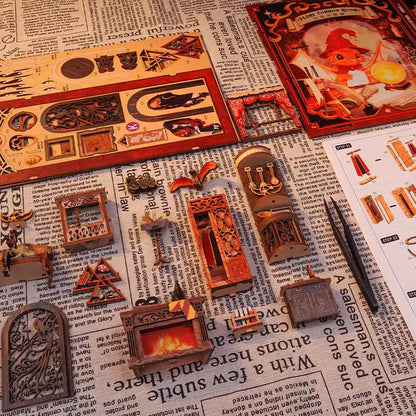 DIY Minimaailma kirjahyllyyn – Flame Common Room Book Nook (sis. pölysuojan)