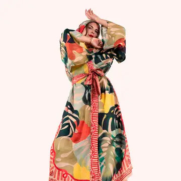 Kimono takki pitkä Exotic leaves
