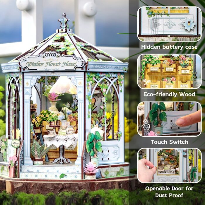 DIY miniatyyri Windsors Flower House (sis. 4 vaihtoehtoista teemaa)