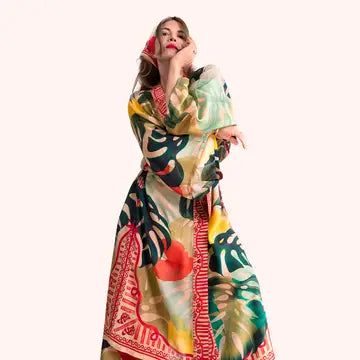 Kimono takki pitkä Exotic leaves
