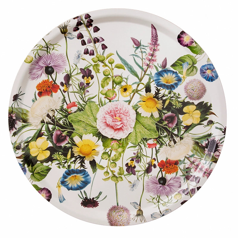 Pyöreä tarjotin Kukkatarha - Flower garden 38 cm