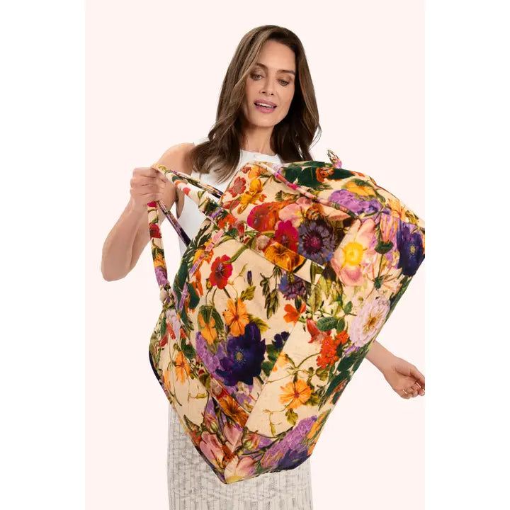 Vetoketjullinen weekender kassi Cream Posy