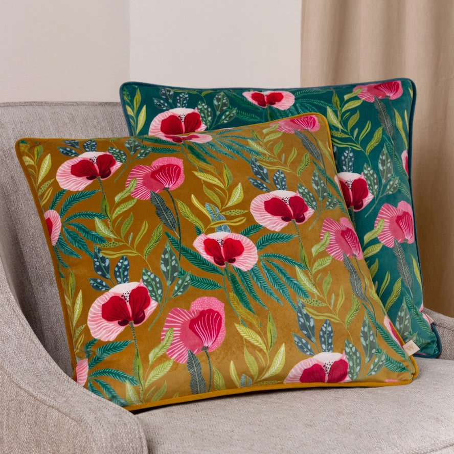 Tyynynpäällinen Unikko - Poppy turkoosi 43 x 43 cm