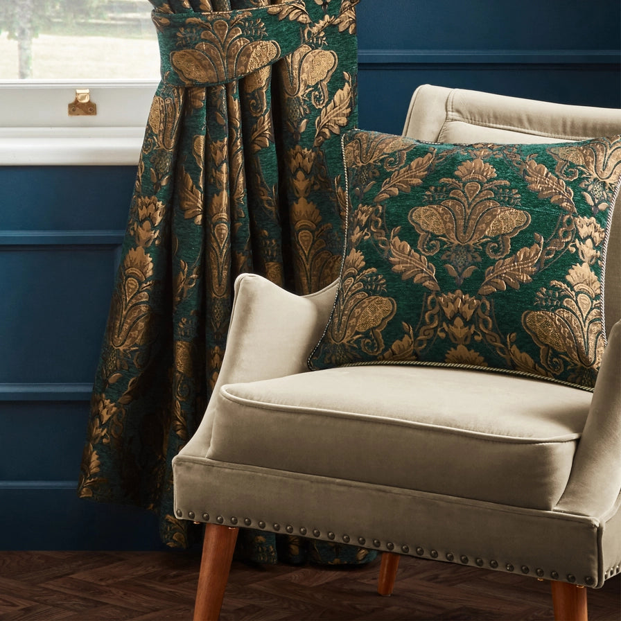 Tyynynpäällinen Jacquard chenille Emerald sinisenvihreä 45 x 45 cm