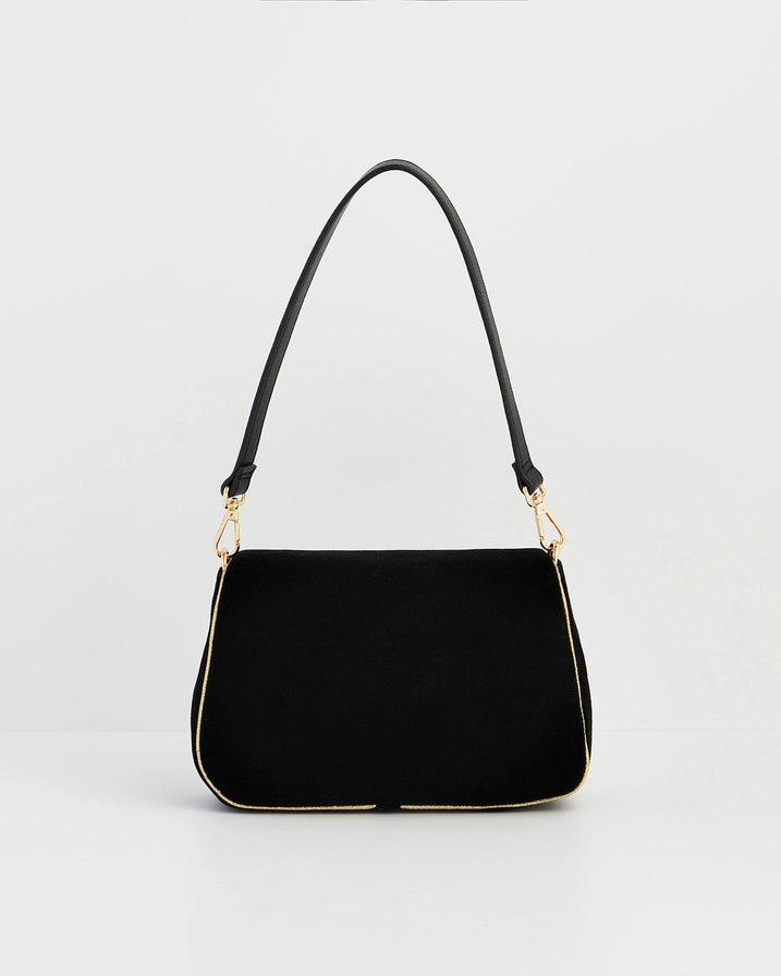 Olkalaukku Brodeeratut ruusut musta-kulta