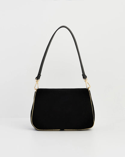 Olkalaukku Brodeeratut ruusut musta-kulta