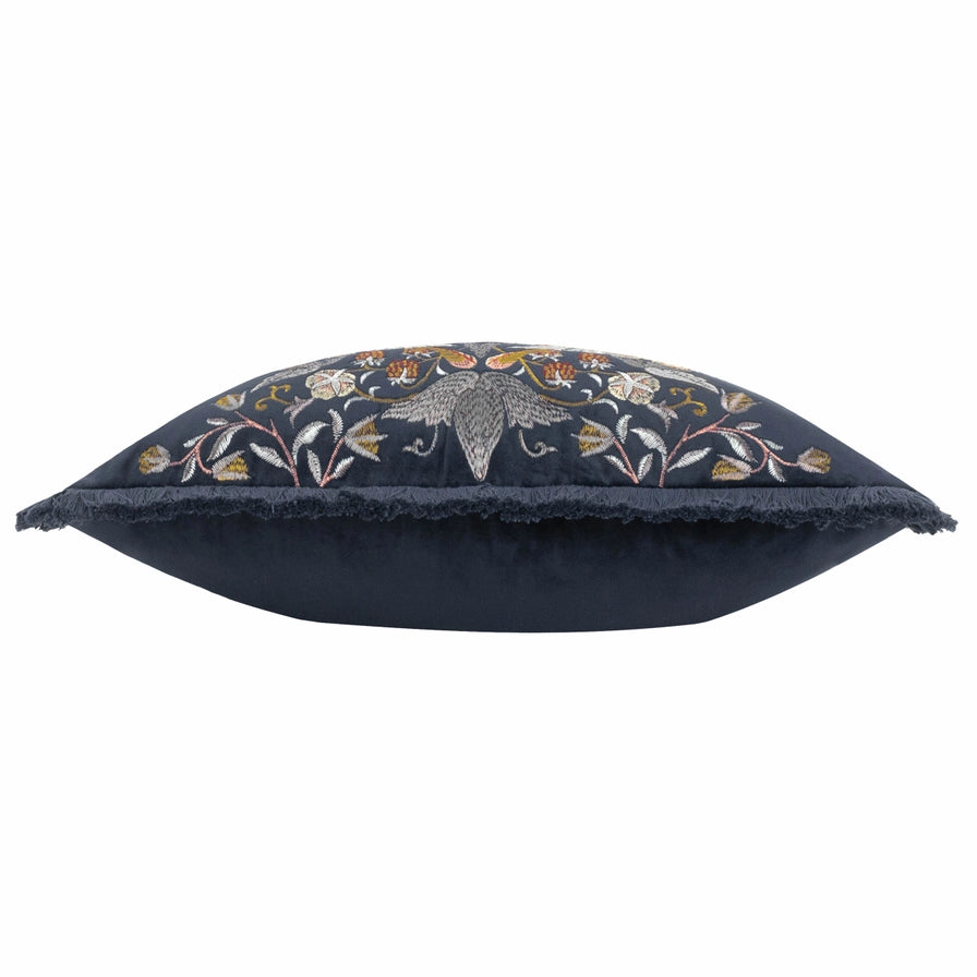 Tyynynpäällinen Strawberry Thief brodeerattu Sininen - Indigo 50 x 50 cm