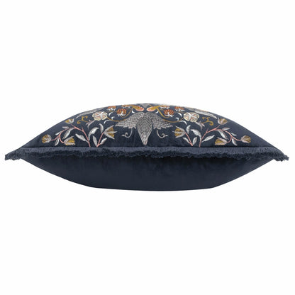 Tyynynpäällinen Strawberry Thief brodeerattu Sininen - Indigo 50 x 50 cm
