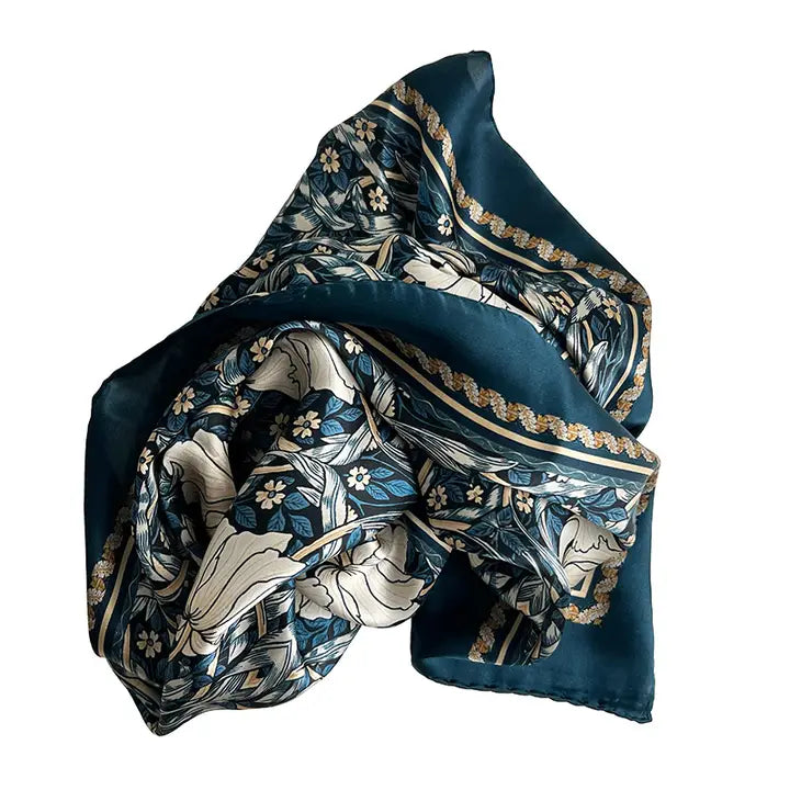 Silkkihuivi William Morris Pimpernel sininen 50 x 50 cm