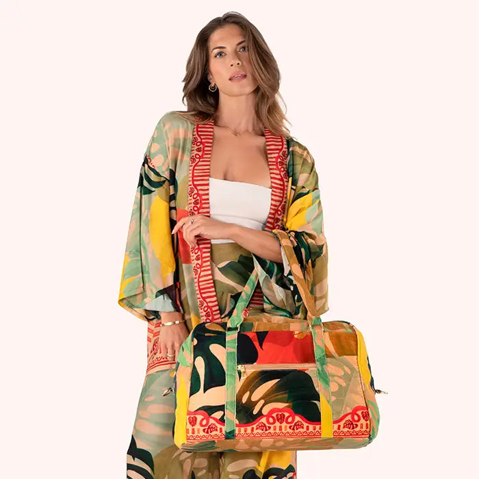 Vetoketjullinen weekender kassi Exotic Leaves