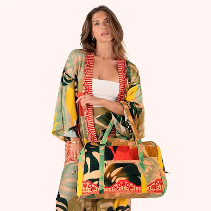Vetoketjullinen weekender kassi Exotic Leaves
