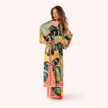Kimono takki pitkä Exotic leaves