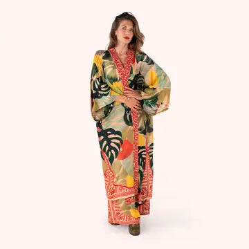 Kimono takki pitkä Exotic leaves
