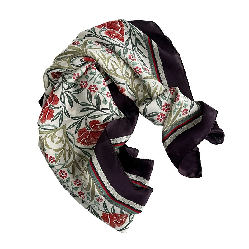 Silkkihuivi William Morris Oxford red 90 x 90 cm