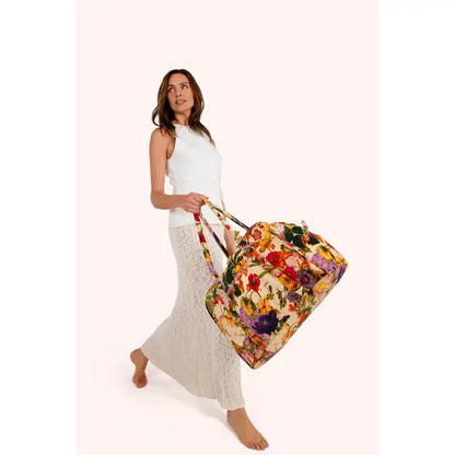 Vetoketjullinen weekender kassi Cream Posy