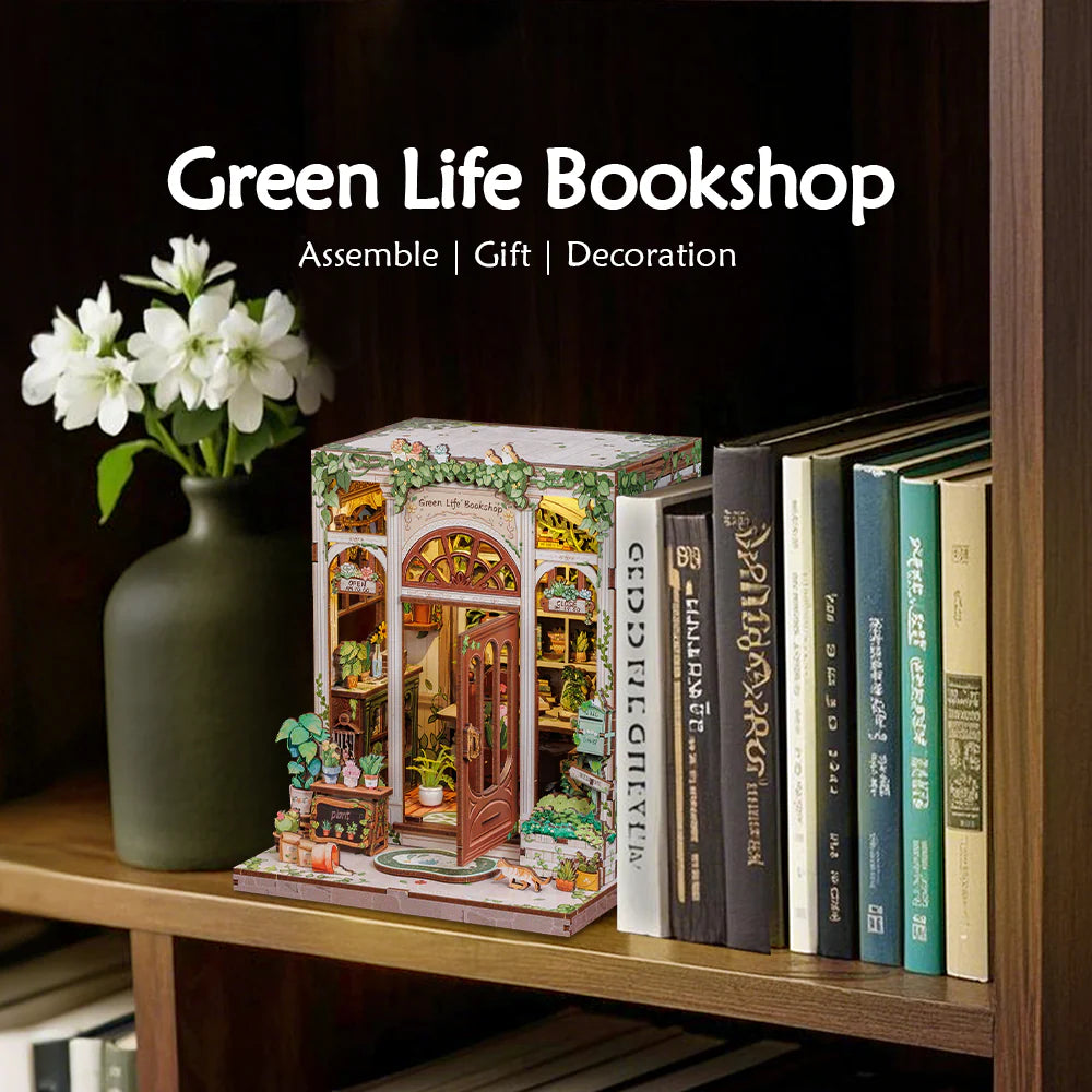 DIY Minimaailma kirjahyllyyn – Green Life Bookshop Book Nook