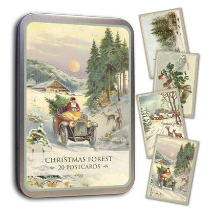 Joulukortit peltirasiassa Joulumetsä - Christmas Forest