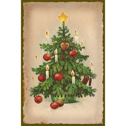 Joulukortit peltirasiassa Joulupukki ja punainen sateenvarjo - Christmas Greetings