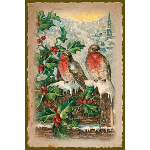 Joulukortit peltirasiassa Joulupukki ja punainen sateenvarjo - Christmas Greetings