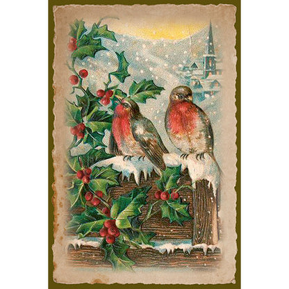 Joulukortit peltirasiassa Joulupukki ja punainen sateenvarjo - Christmas Greetings