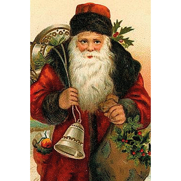 joulupukki ja kello joulukortti