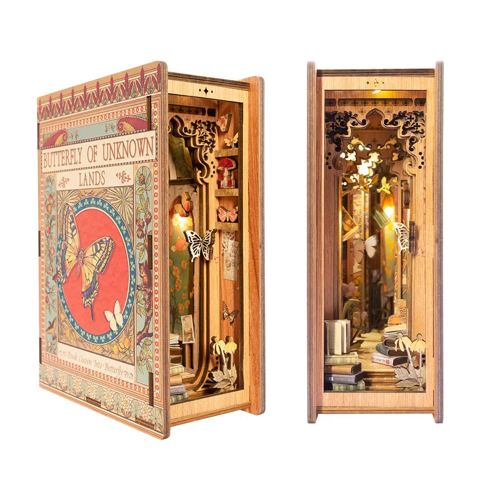 DIY Minimaailma kirjahyllyyn - Butterfly of Unknown Lands Book Nook