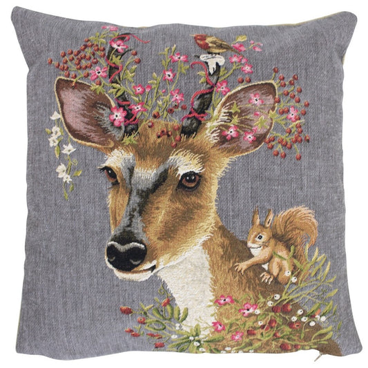 Gobeliini tyynynpäällinen Kukka-kauris & orava