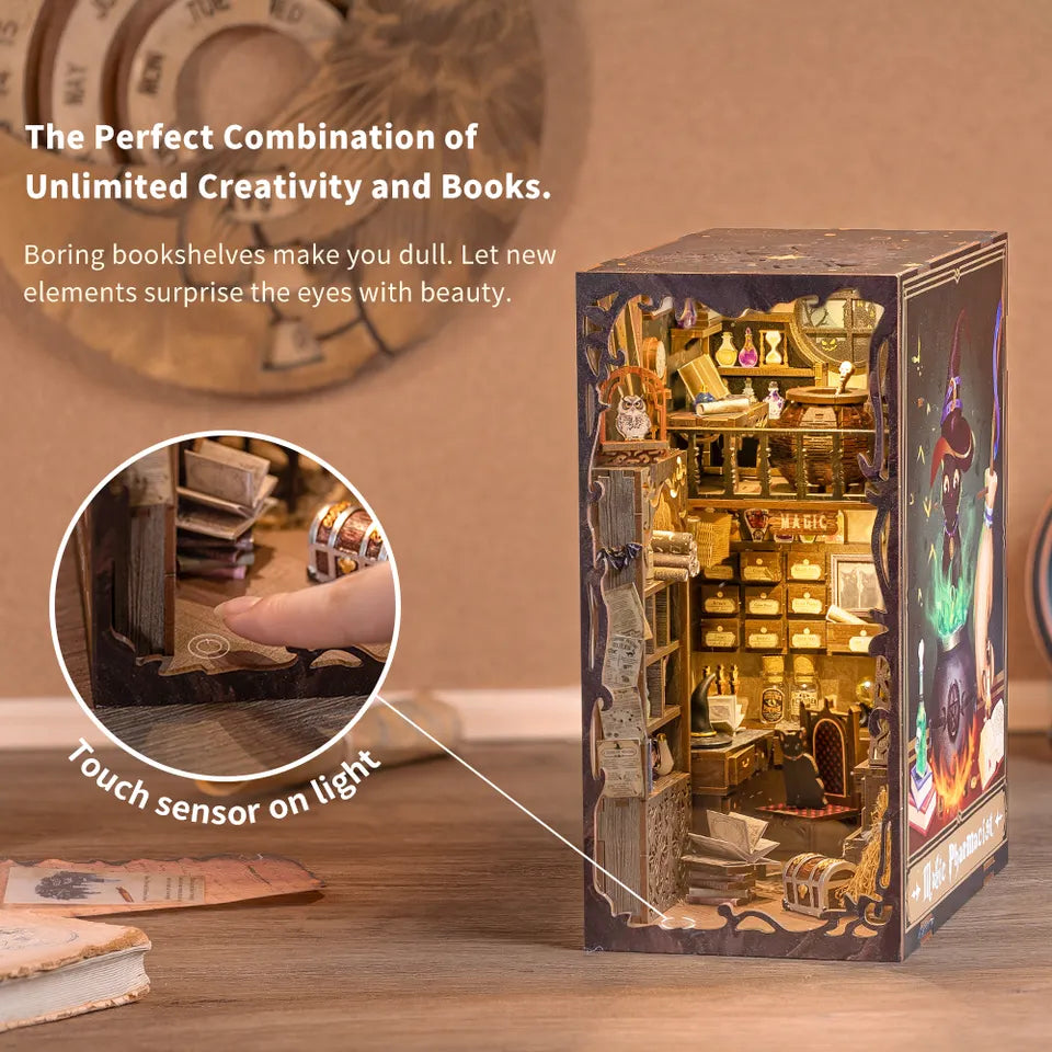DIY Minimaailma kirjahyllyyn – Magic Pharmacist Book Nook (sis. pölysuojan)
