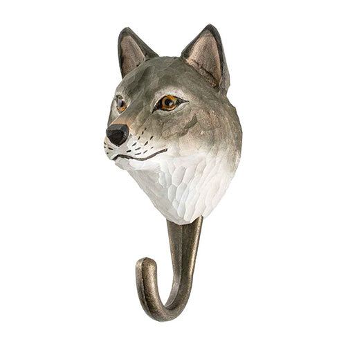 Käsin veistetty seinäkoukku Susi