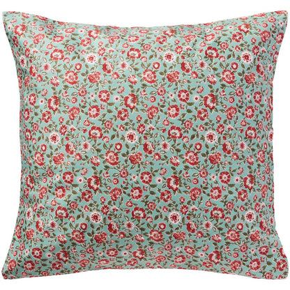 Tyynynpäällinen Punaiset kukat turkoosilla pohjalla 50 x 50 cm