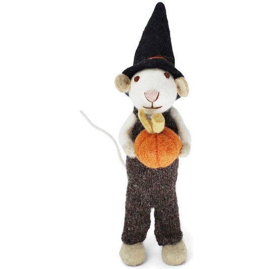 Hiiri ja kurpitsa 27 cm - ruskea haalari huopakoriste