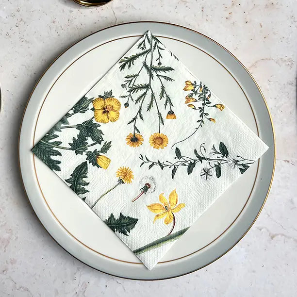 Servetti Keltaiset kukat - Flora Danica 33 x 33 cm