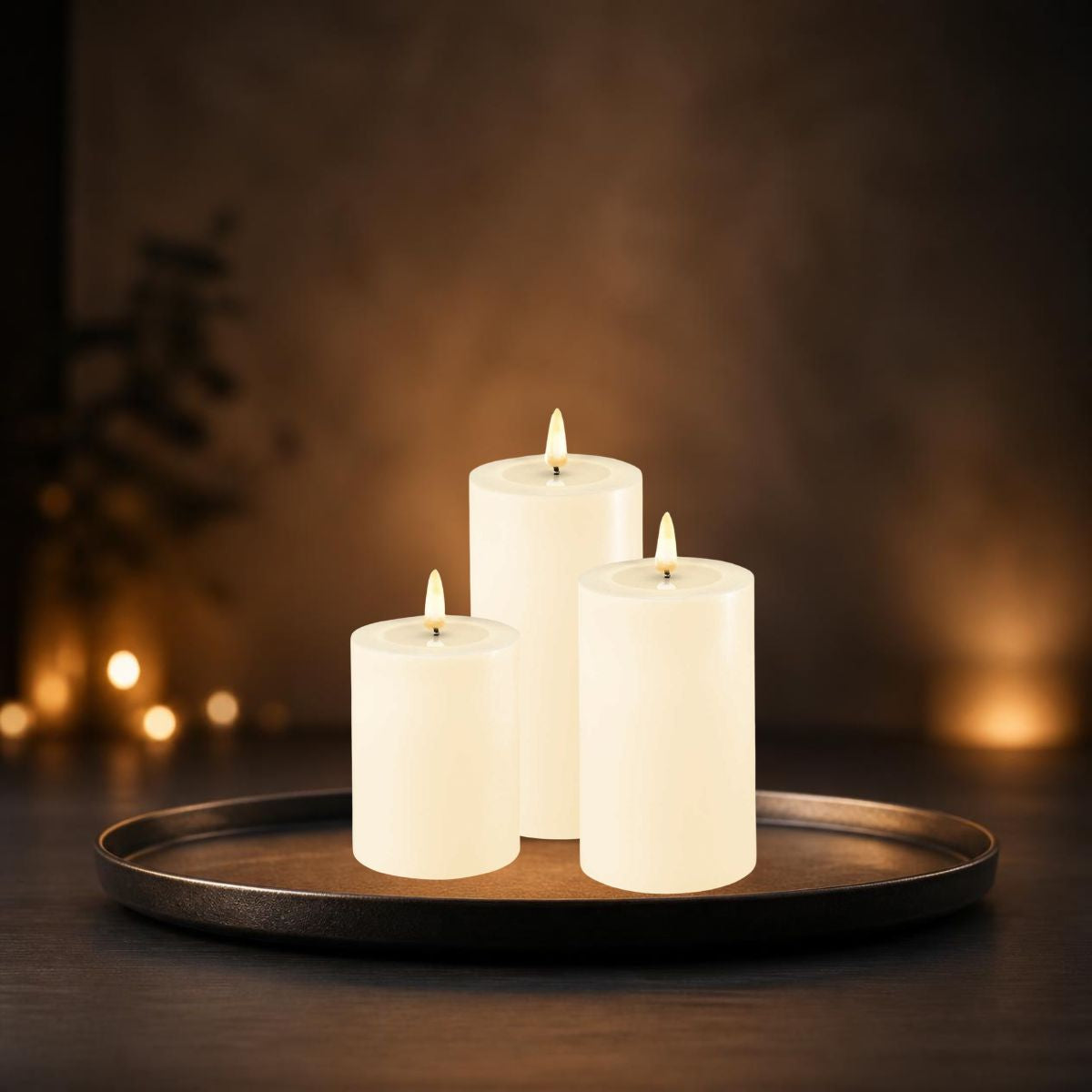 Led-kynttilät 3 kpl setti - Valitse väri (kermanvalkoinen, valkoinen tai hiekanruskea)