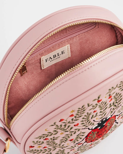 Pyöreä pieni olkalaukku Leppäkerttu - Ladypink vaaleanpunainen