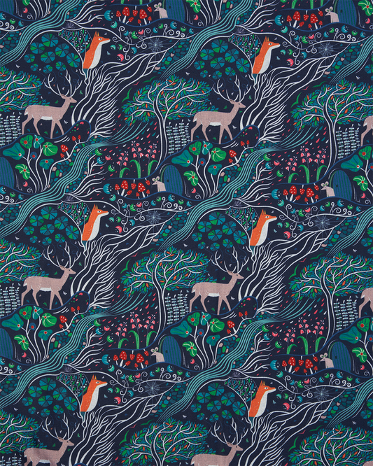 Paksu huivi Lumottu metsä tummansininen