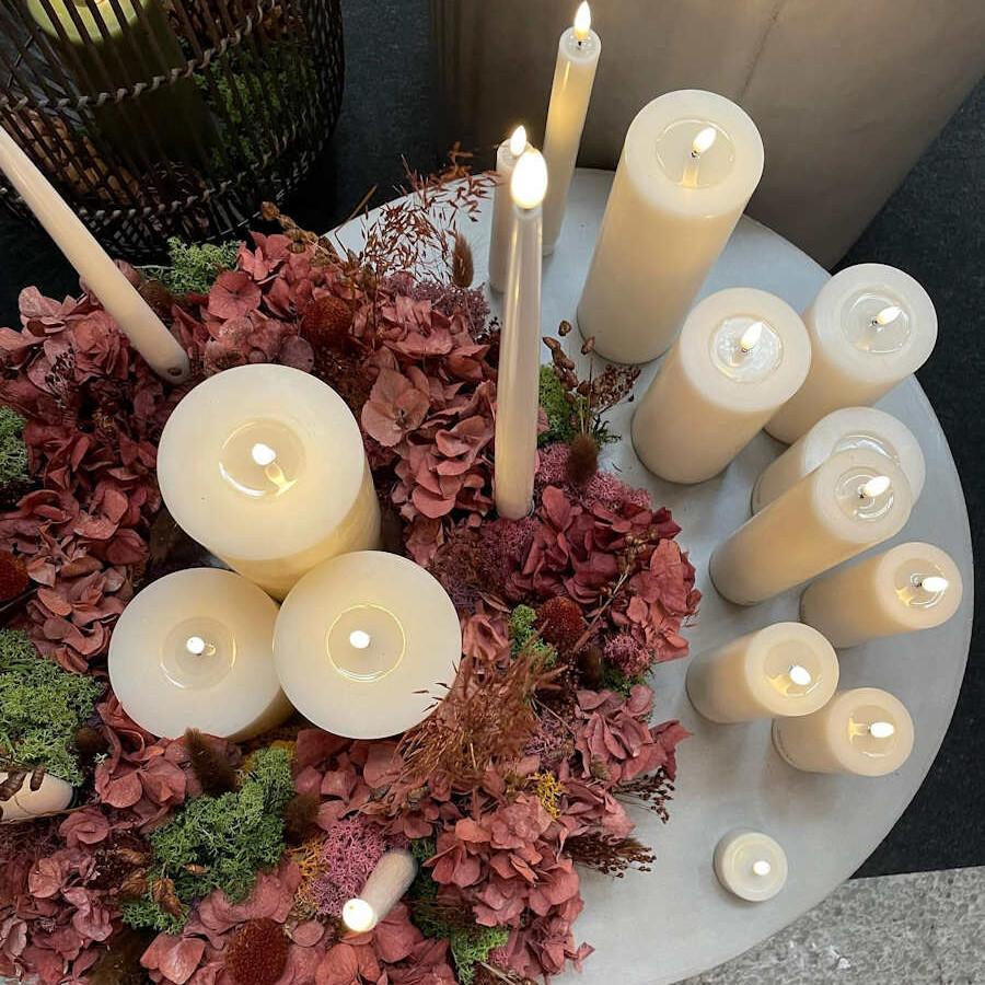 Led-kynttilä Kermanvalkoinen (Cream)  halk. 7,5 cm