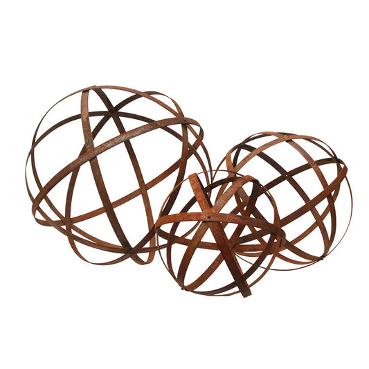 Ruosteiset vannepallot puutarhaan 3 kpl setti (30cm/40cm/50cm)