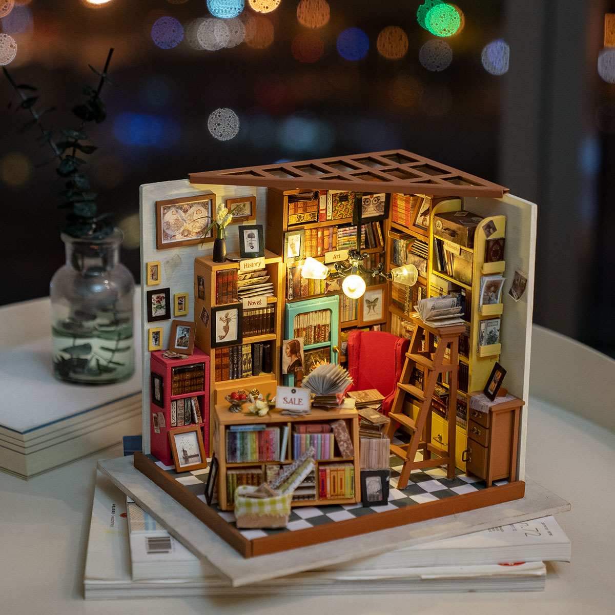 DIY Miniatyyritalo Kirjakauppa / Kirjasto - Sams Study