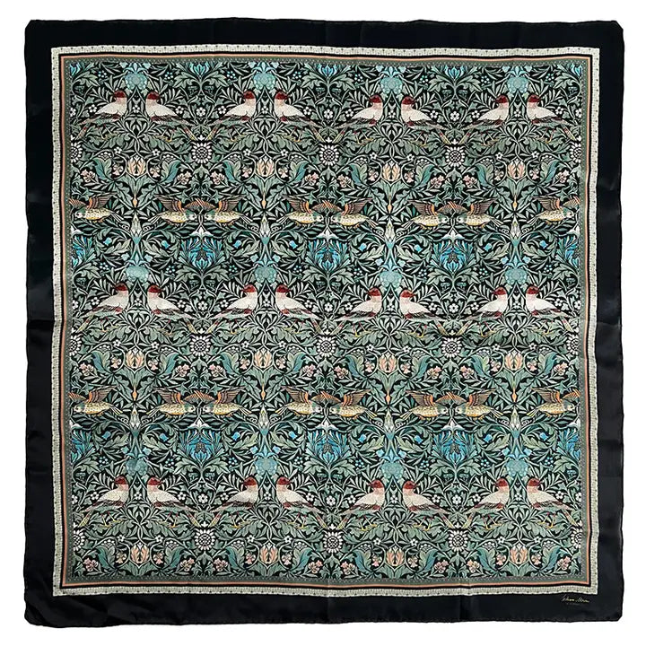 Silkkihuivi William Morris Bird 90 x 90 cm