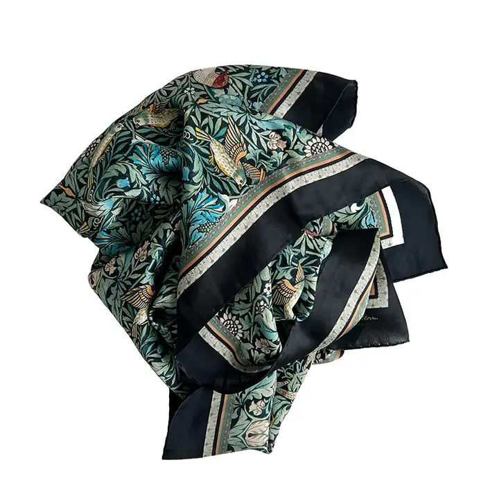Silkkihuivi William Morris Bird 90 x 90 cm