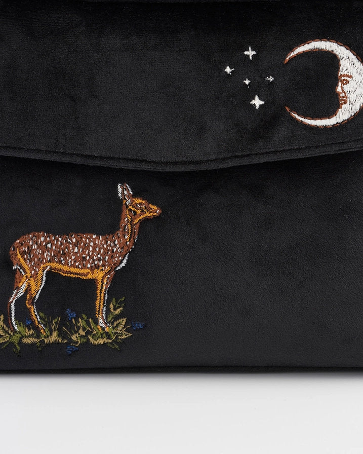 Käsilaukku - Deer and Moon Musta