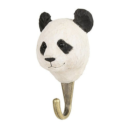 Käsin veistetty seinäkoukku Panda