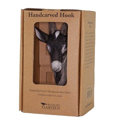 Käsin veistetty seinäkoukku Vuohi