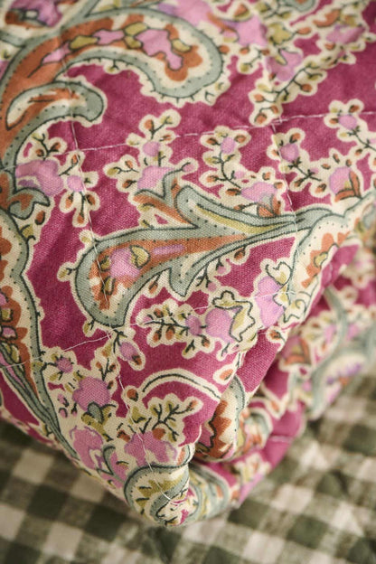 Puuvillatäkki vadelmanpunainen paisley kuviollinen 130 x 180 cm