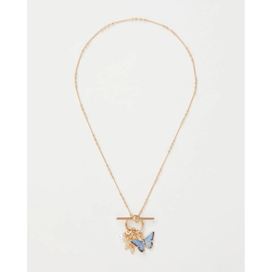 Kaulakoru Sininen perhonen  ja helmi