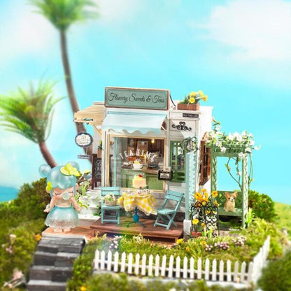 DIY Miniatyyritalo Flowery Sweets &amp; Teas -Teehuone / kahvila