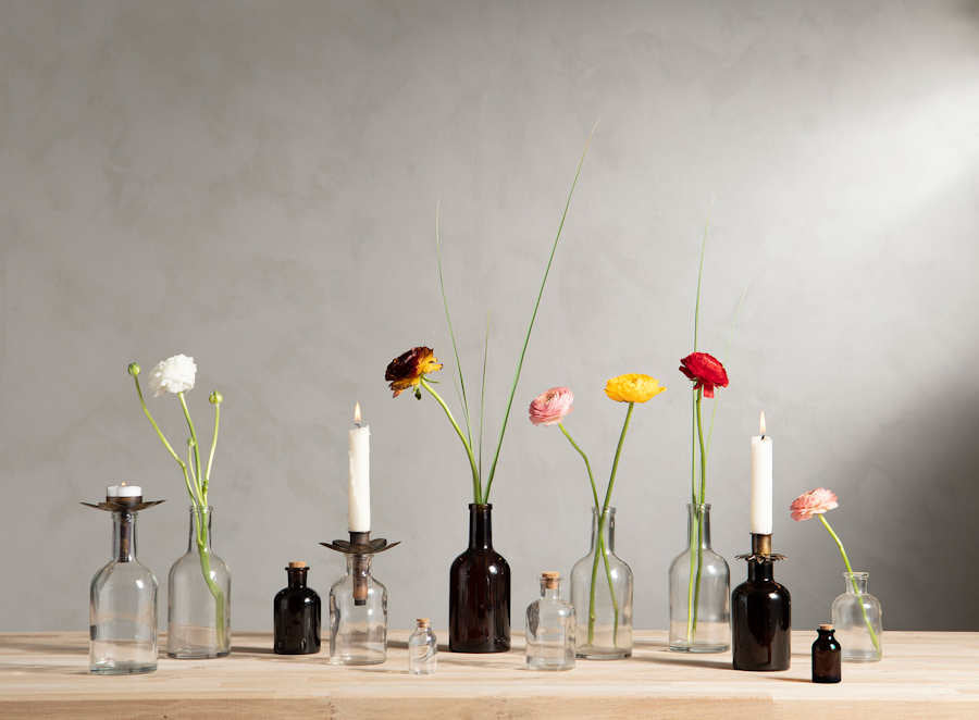 Kruunukynttilänjalka pulloon antiikkimessinki