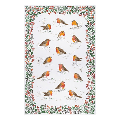 Keittiöpyyhe Punarinnat marjareunus- Robins &amp; Berry Border