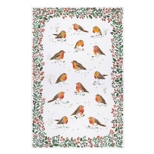 Keittiöpyyhe Punarinnat marjareunus- Robins &amp; Berry Border