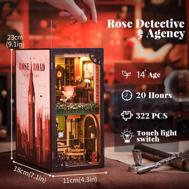 DIY Minimaailma kirjahyllyyn – Rose Detective Acency Book Nook (sis. pölysuojan)